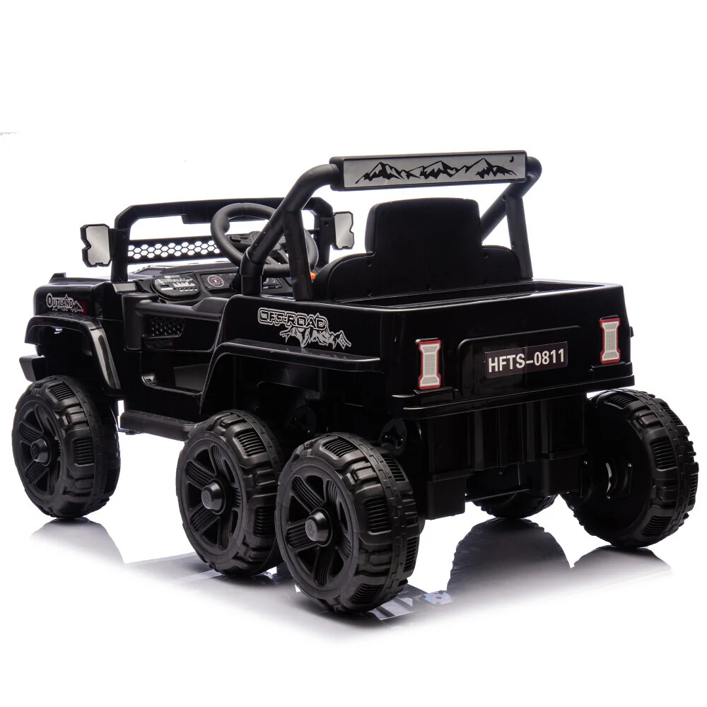 6-Wheels 12V Electric Ride-On Truck Toy with Remote, LED Lights, and MP3 Player for Kids, Black - Image 12
