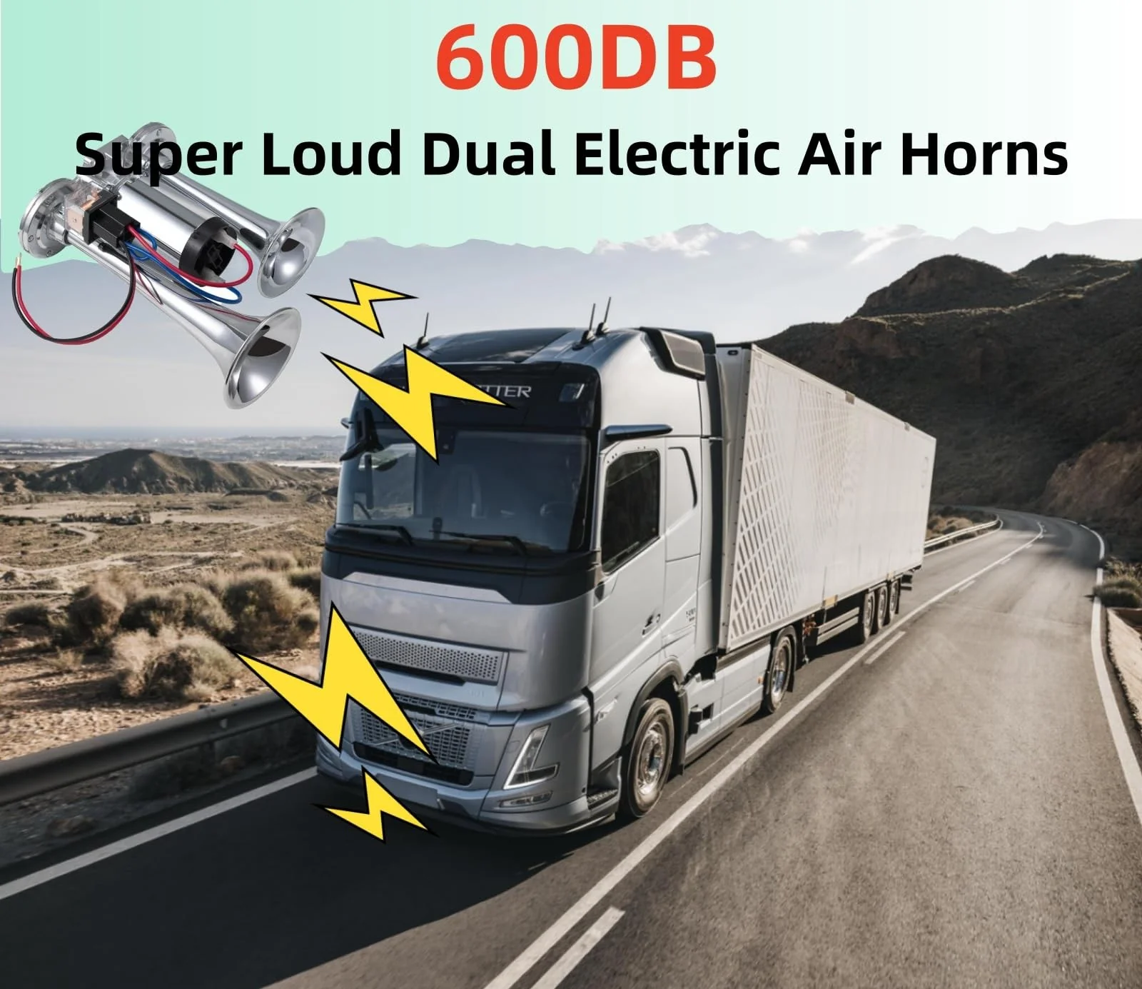600DB Super Loud Dual Electric Train Horns for Trucks SUVs Cars Boats and More - Image 2