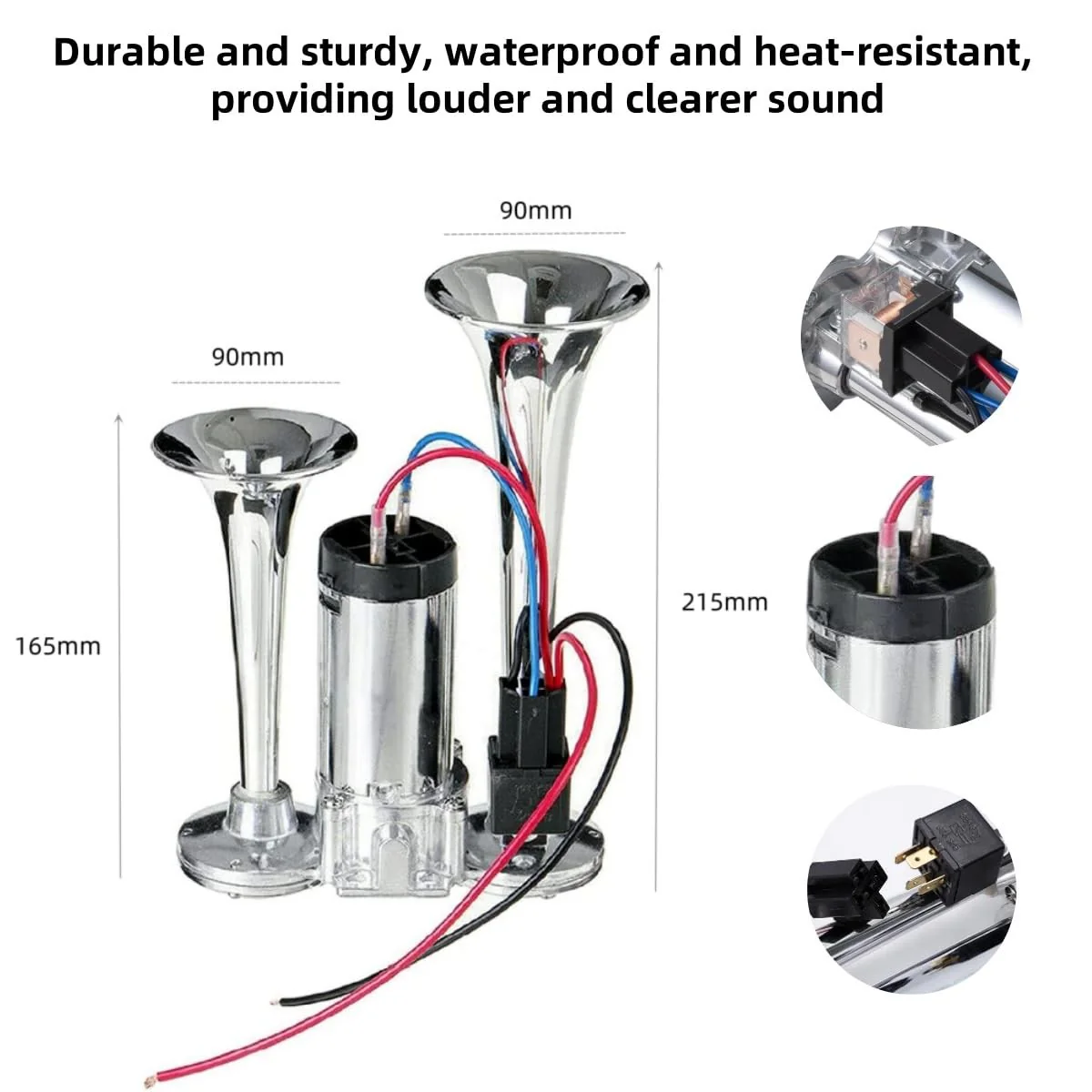 600DB Super Loud Dual Electric Train Horns for Trucks SUVs Cars Boats and More - Image 4