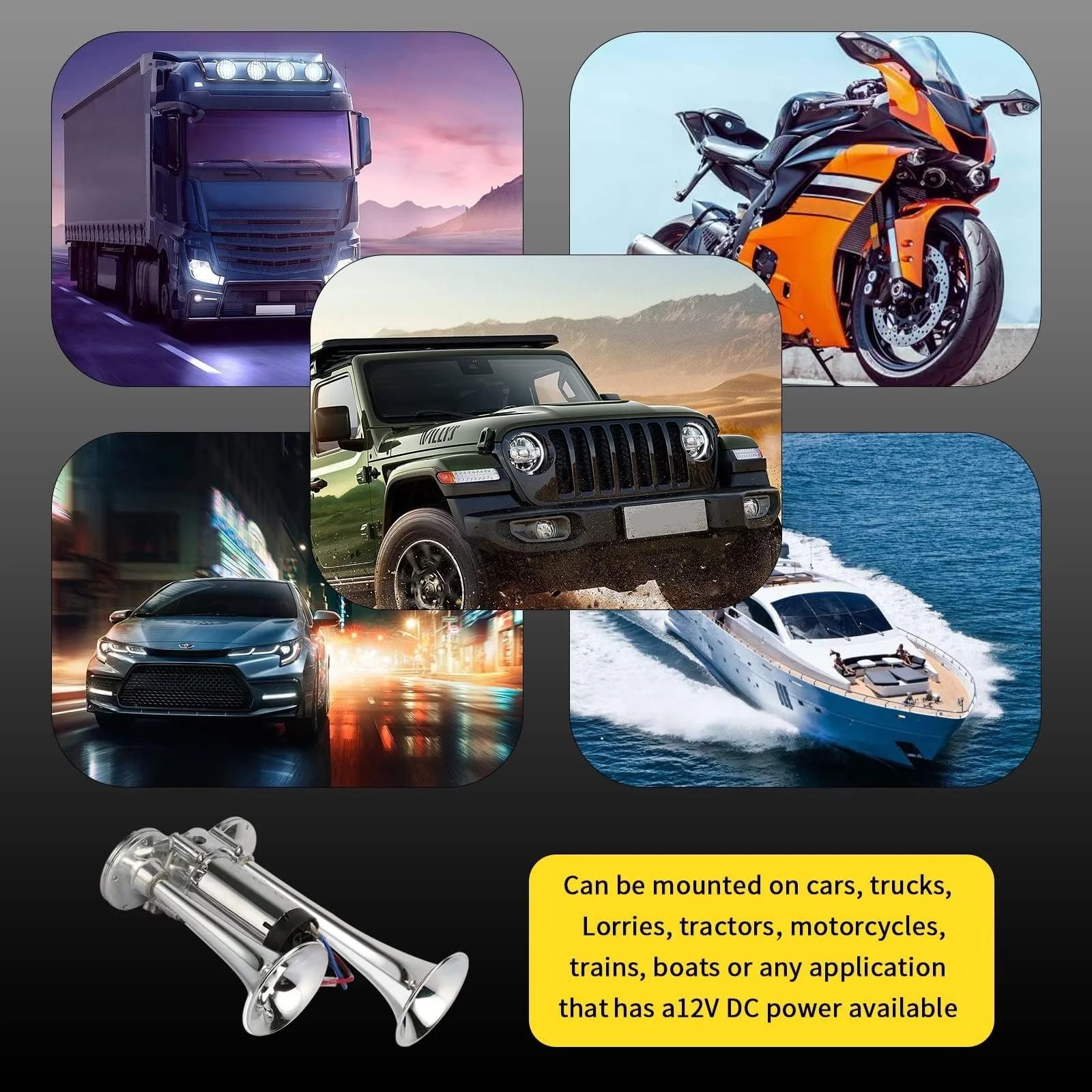 600DB Super Loud Dual Electric Train Horns for Trucks SUVs Cars Boats and More - Image 7