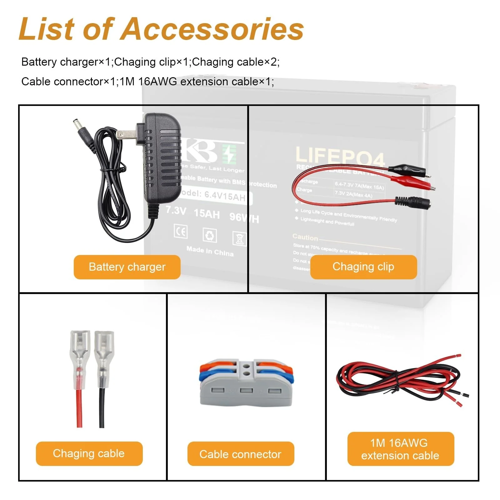 6V 15Ah LiFePO4 Lithium Battery Pack with Charger for Ride-On Toys and DIY Projects - Image 6