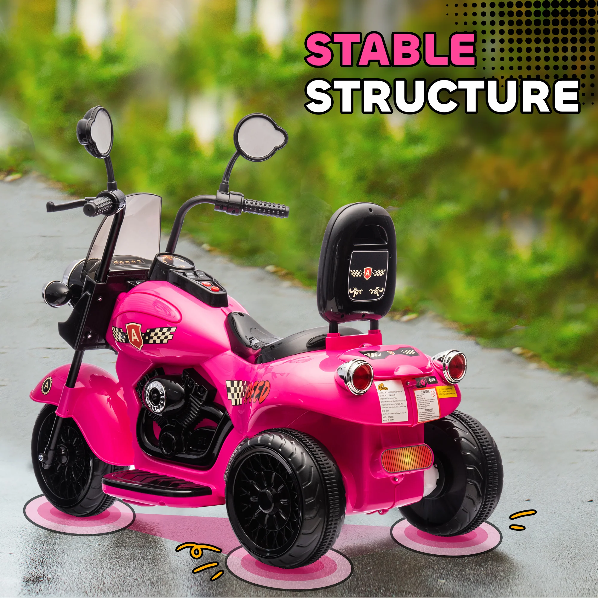 6V 3-Wheel Electric Kids Motorcycle with Headlights and Music - Image 5