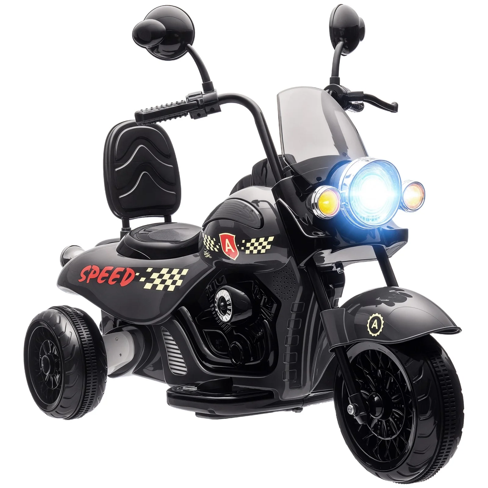 6V 3-Wheel Electric Kids Motorcycle with Headlights and Music Gray - Image 12