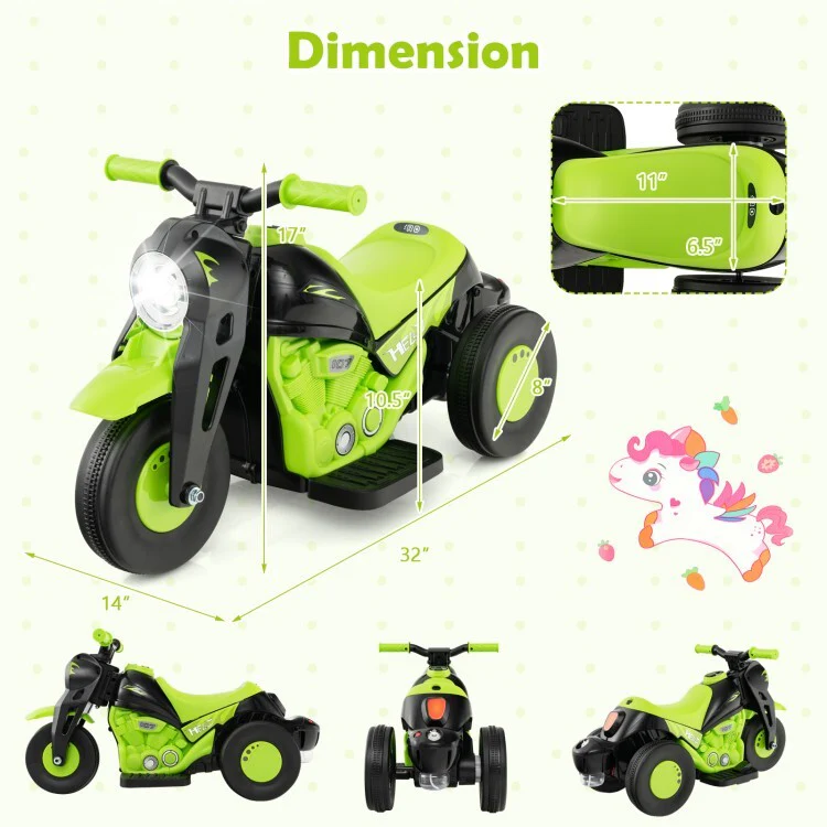 6V 4.5AH Battery Powered Kids Electric Ride-On Motorcycle with Bubble Maker and Music Button - Image 6