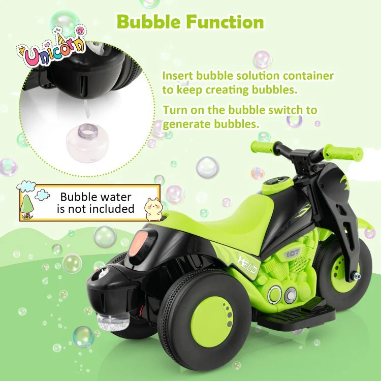 6V 4.5AH Battery Powered Kids Electric Ride-On Motorcycle with Bubble Maker and Music Button - Image 9