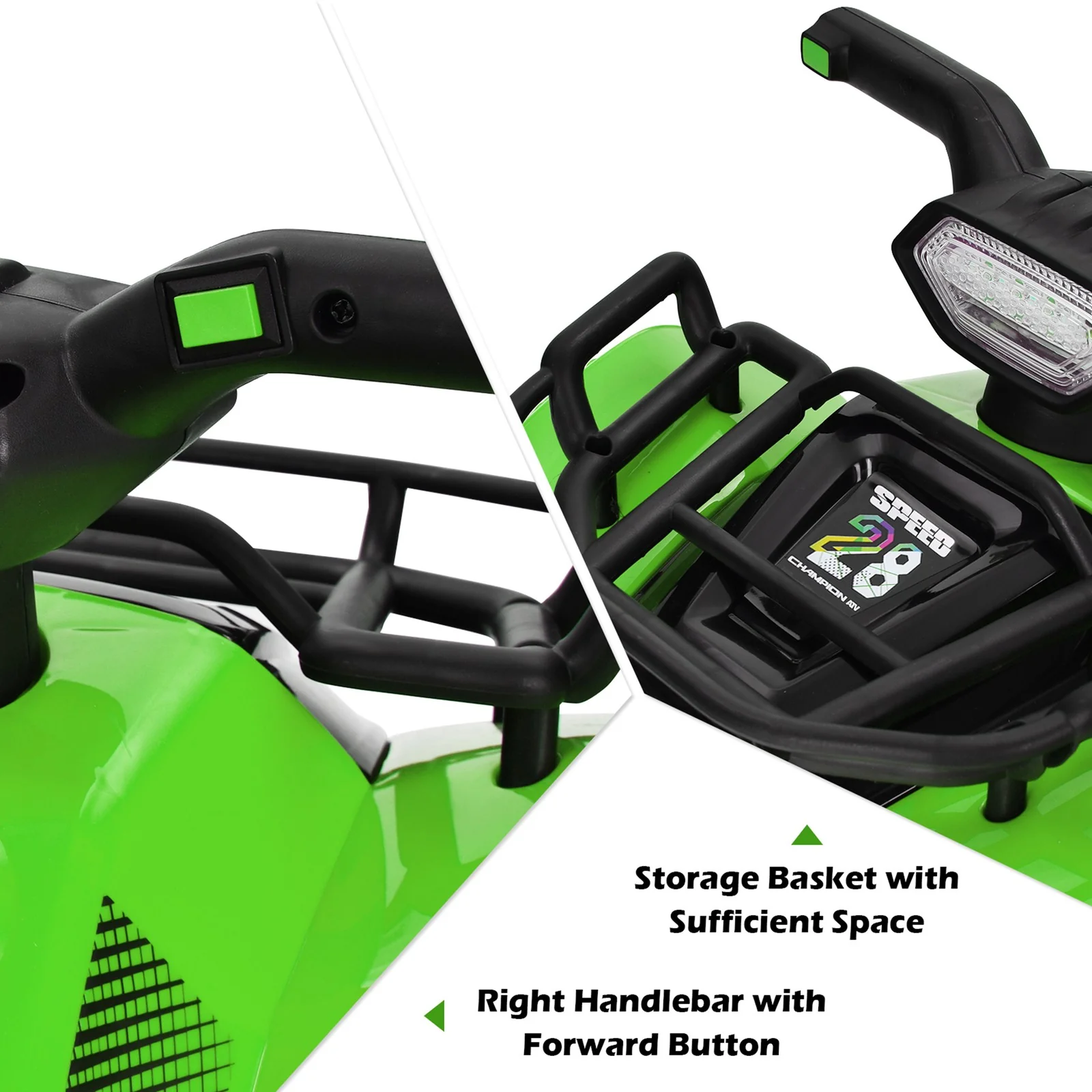 6V 4-Wheel Kids Green ATV Quad Ride-On Toy with Music, Horn, and LED Lights - Image 8