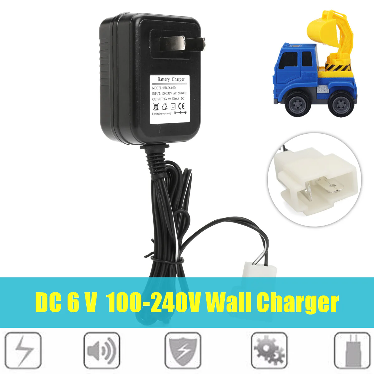 6V DC Battery Charger with Universal Adapter for Electric Ride-On Cars and Toys - Image 9