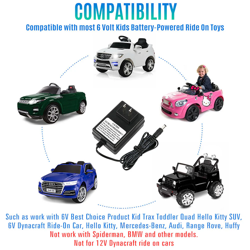 6V AA Battery Charger for Kids Ride-On Car Toy Wrangler SUV - Image 2