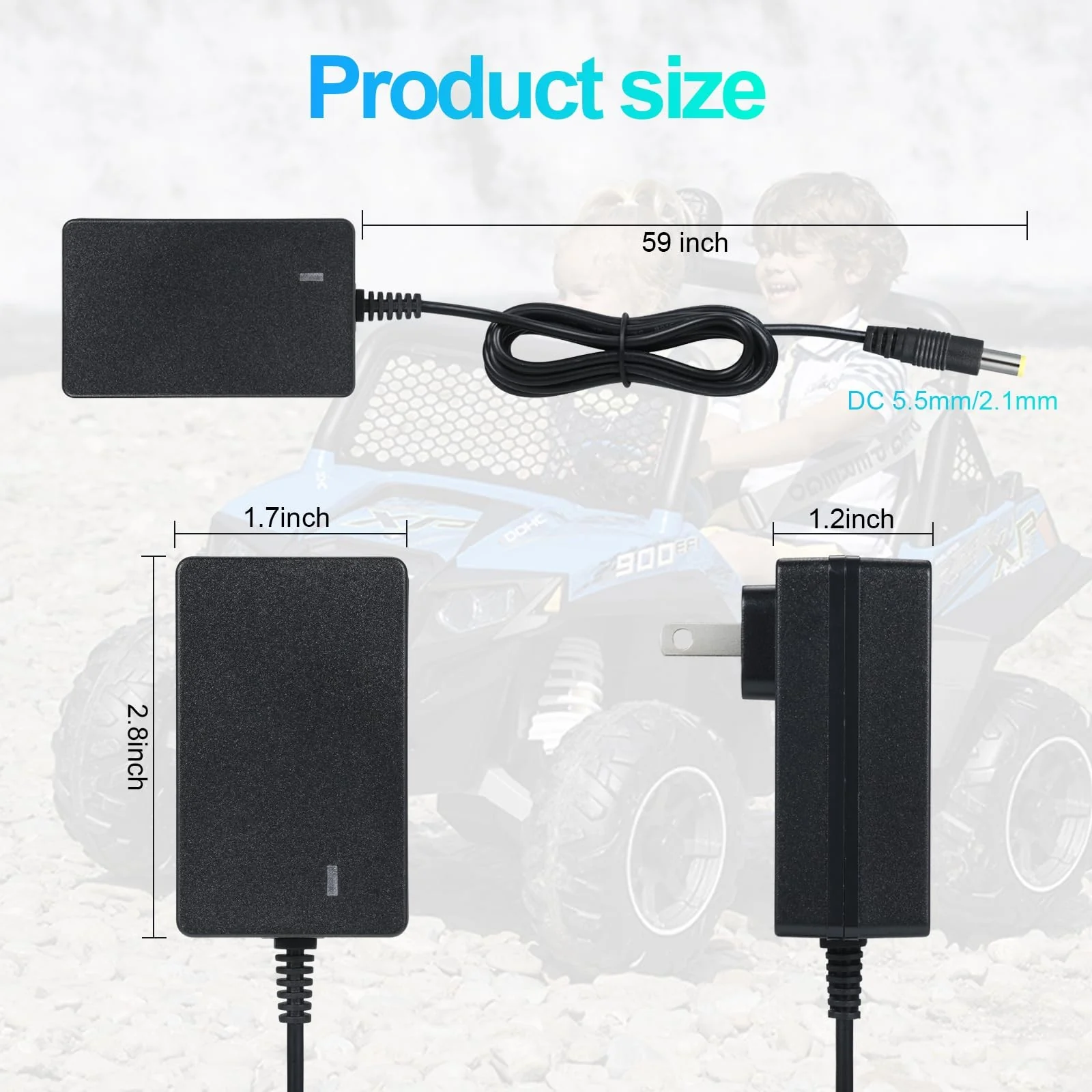 6V Charger for Children's Ride-On Cars - Black - Image 3