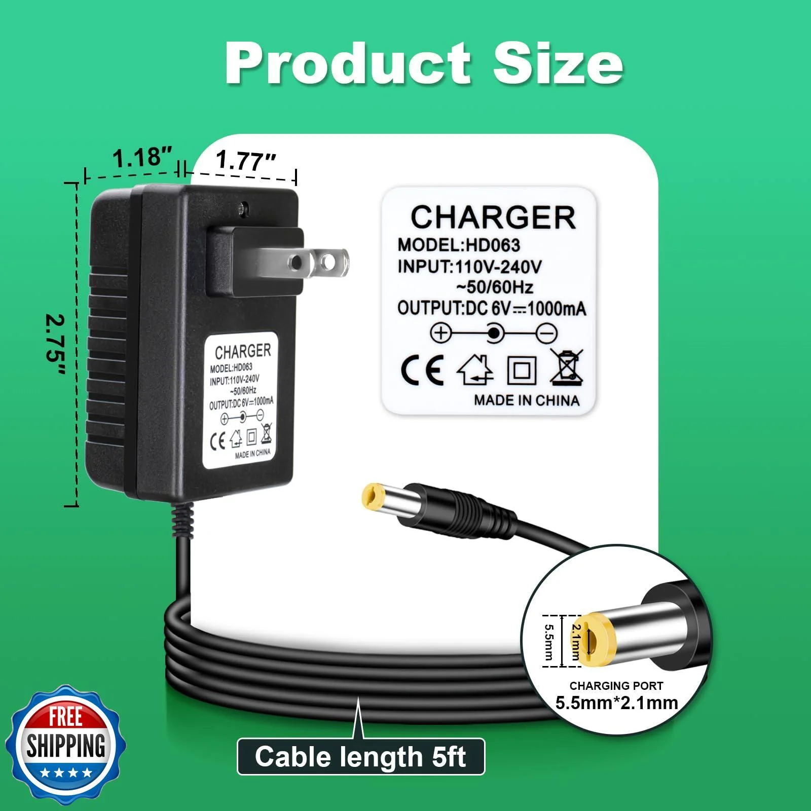 6V AA Battery Charger for Kids Ride-On Car Toys - Image 3