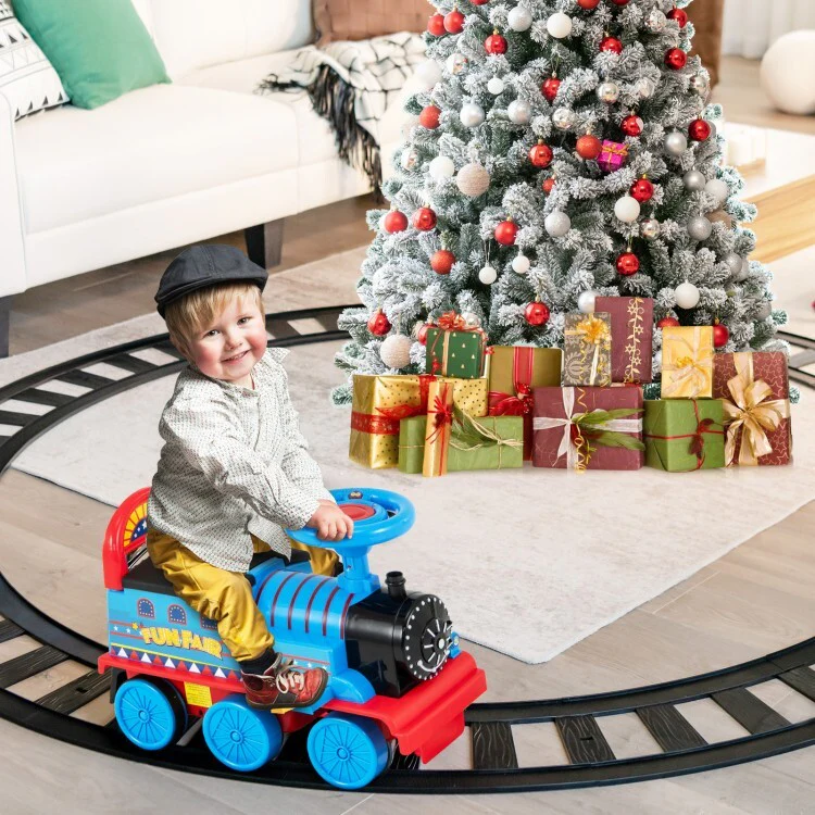 6V Battery Powered Electric Ride-On Train Toy with 16-Piece Track Set for Kids Ages 3 and Up - Image 4