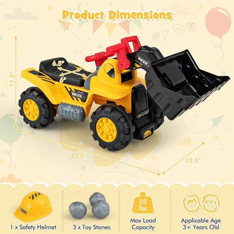 6V Electric Kids Ride-On Bulldozer Toy with Adjustable Bucket and Battery Powered - Image 3