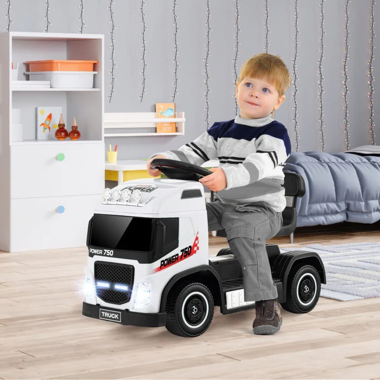 6V Battery Powered Kids Electric Ride-On Truck Toy with LED Lights and Adjustable Seat Height - Image 4