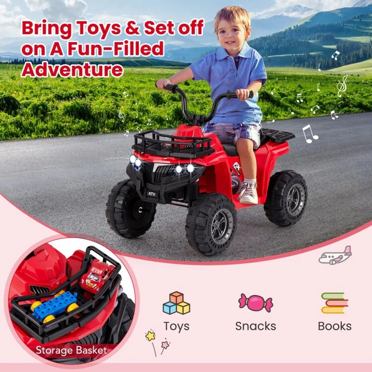 6V Battery Powered Kids Electric Ride-On ATV with LED Headlight and 20° Steering Angle - Image 5