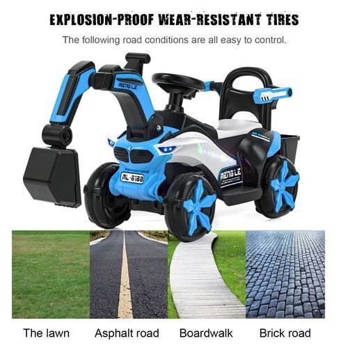 6V Battery Powered Electric Excavator Ride-On Toy Car for Kids with Helmet - Image 15