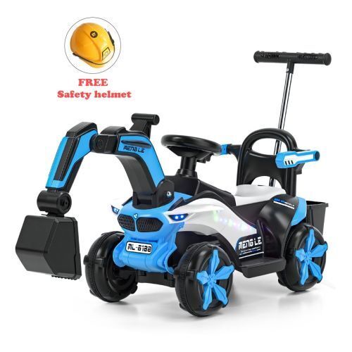 6V Battery Powered Electric Excavator Ride-On Toy Car for Kids with Helmet - Image 3