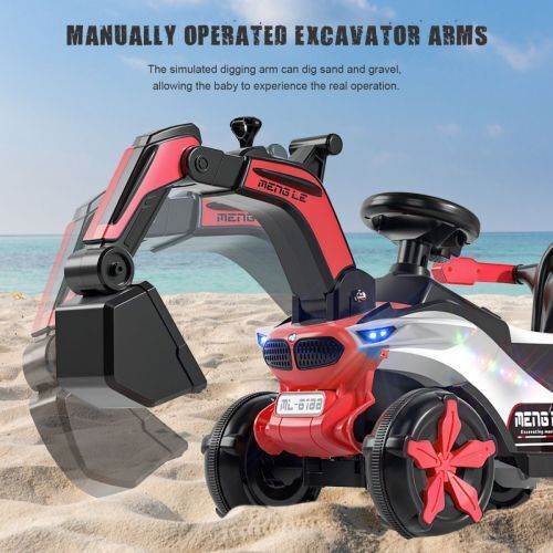 6V Battery Powered Electric Excavator Ride-On Toy Car for Kids with Helmet - Image 36