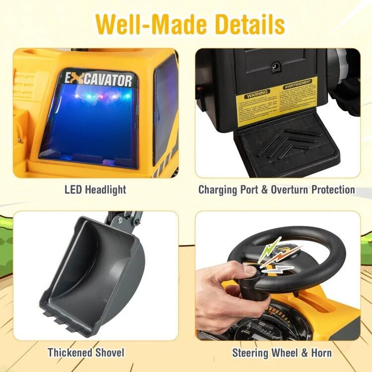 6V Battery Powered Kids Bulldozer with Front Digger Shovel - Brand New - Image 21