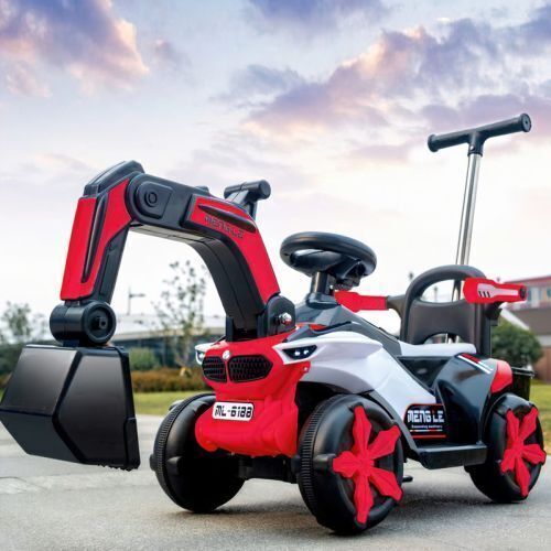 6V Battery-Powered Kids Excavator Tractor with LED Headlight, Helmet, and Rear Box - Image 29