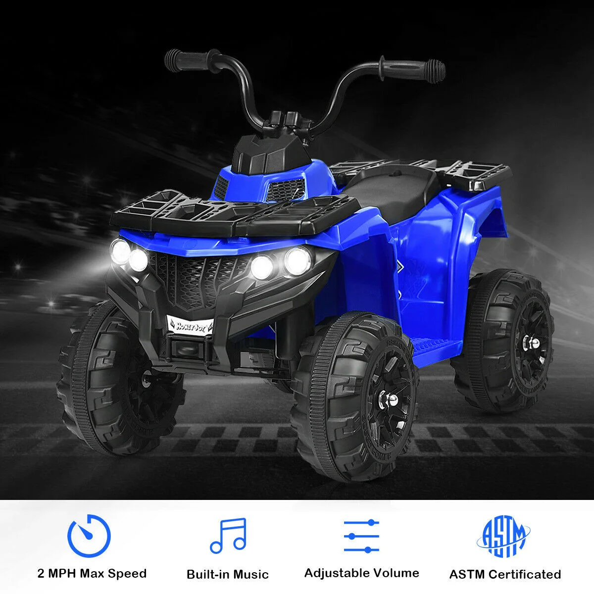 6V Battery-Powered Kids Ride-On ATV 4-Wheeler Quad with MP3 and LED Headlight Blue - Image 5