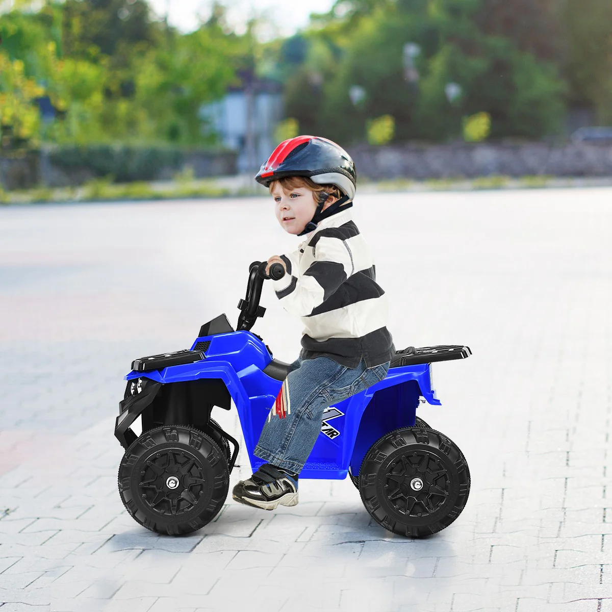 6V Battery-Powered Kids Ride-On ATV 4 Wheeler Quad with MP3 and LED Headlight Blue - Image 4