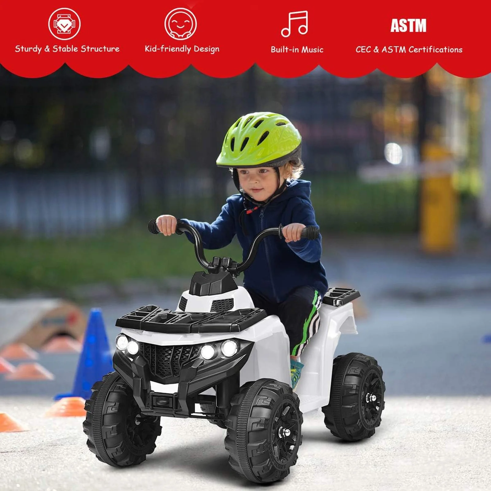 6V Battery-Powered Kids Ride-On ATV 4 Wheeler Quad with MP3 and LED Headlight - Image 5