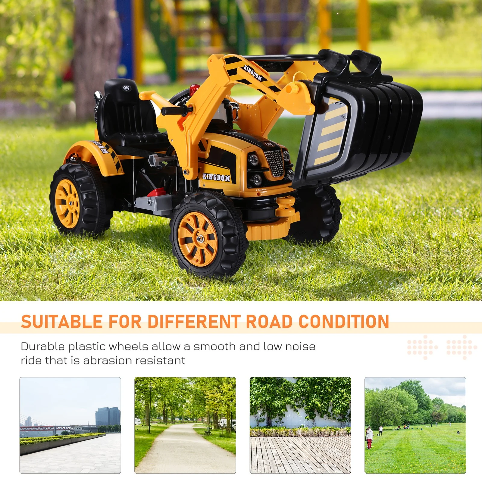 6V Battery-Powered Electric Ride-On Excavator Digger Toy for Kids Outdoor Play - Image 7
