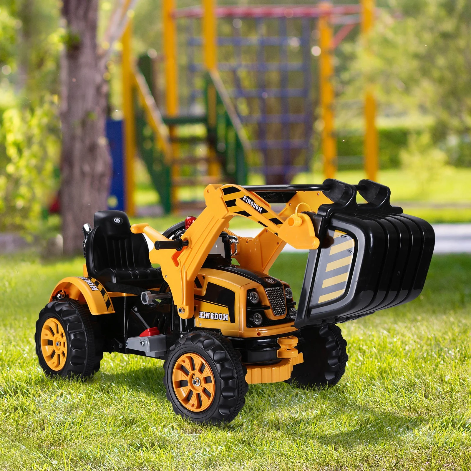 6V Battery-Powered Electric Ride-On Excavator Digger Toy for Kids Outdoor Play - Image 8