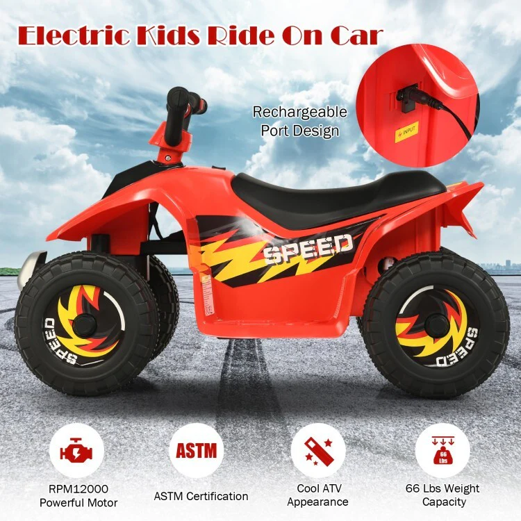 6V Battery-Powered Electric Ride-On ATV Car for Toddlers with 4 Large Wheels - Image 10