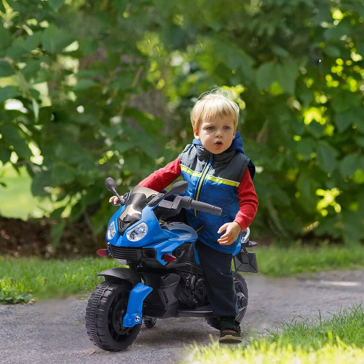 6V Battery Powered Ride-On Motorcycle for Kids with Training Wheels and Headlight - Image 2