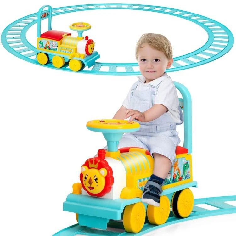 6V Blue Electric Kids Ride On Train with Track and 6 Wheels - Image 6