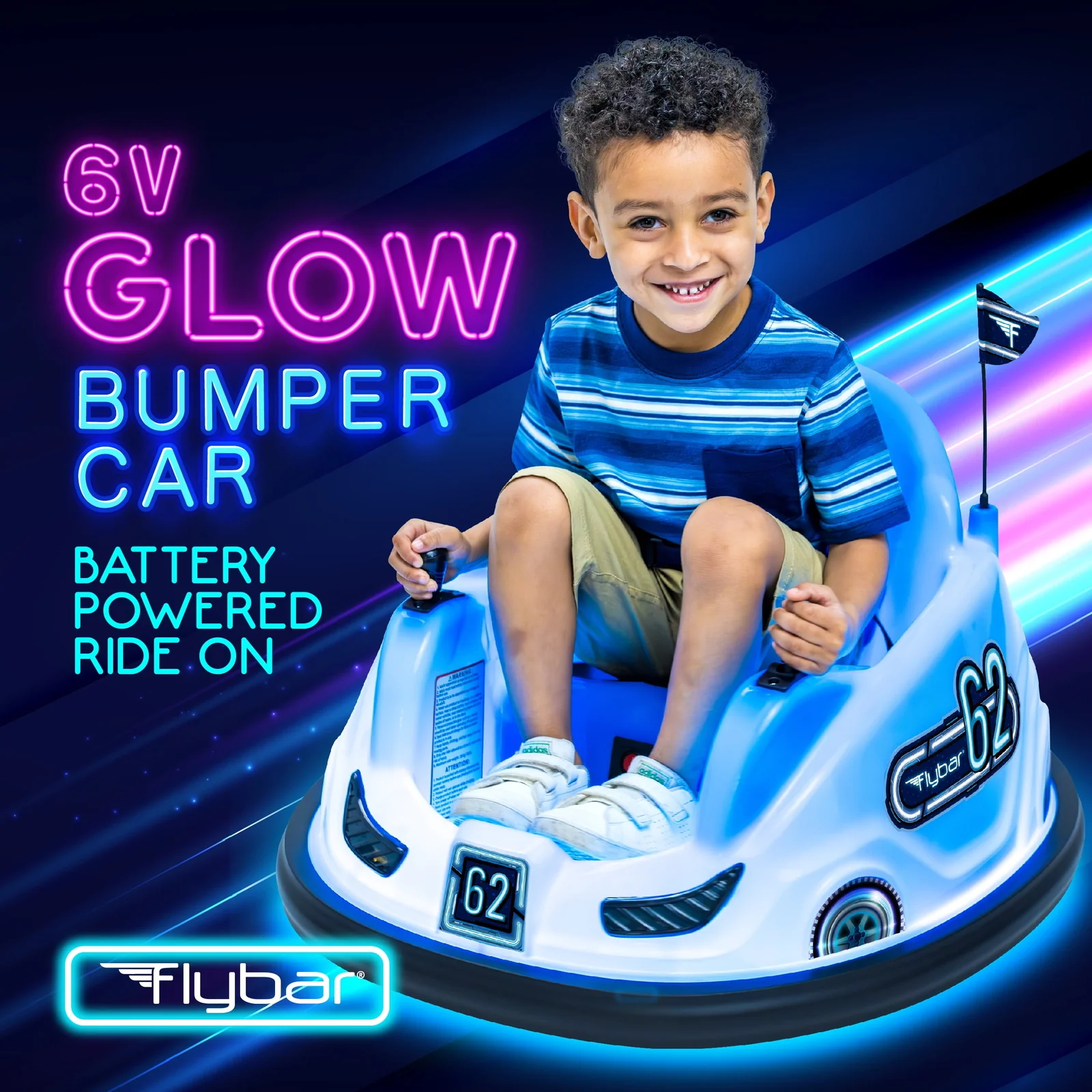 6V Blue Glow Bumper Car Battery Powered Ride-On for Children Ages 1.5+ - Image 2