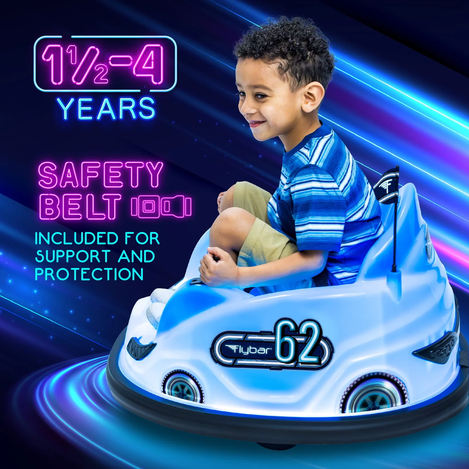 6V Blue Glow Bumper Car Battery Powered Ride-On for Children Ages 1.5+ - Image 4