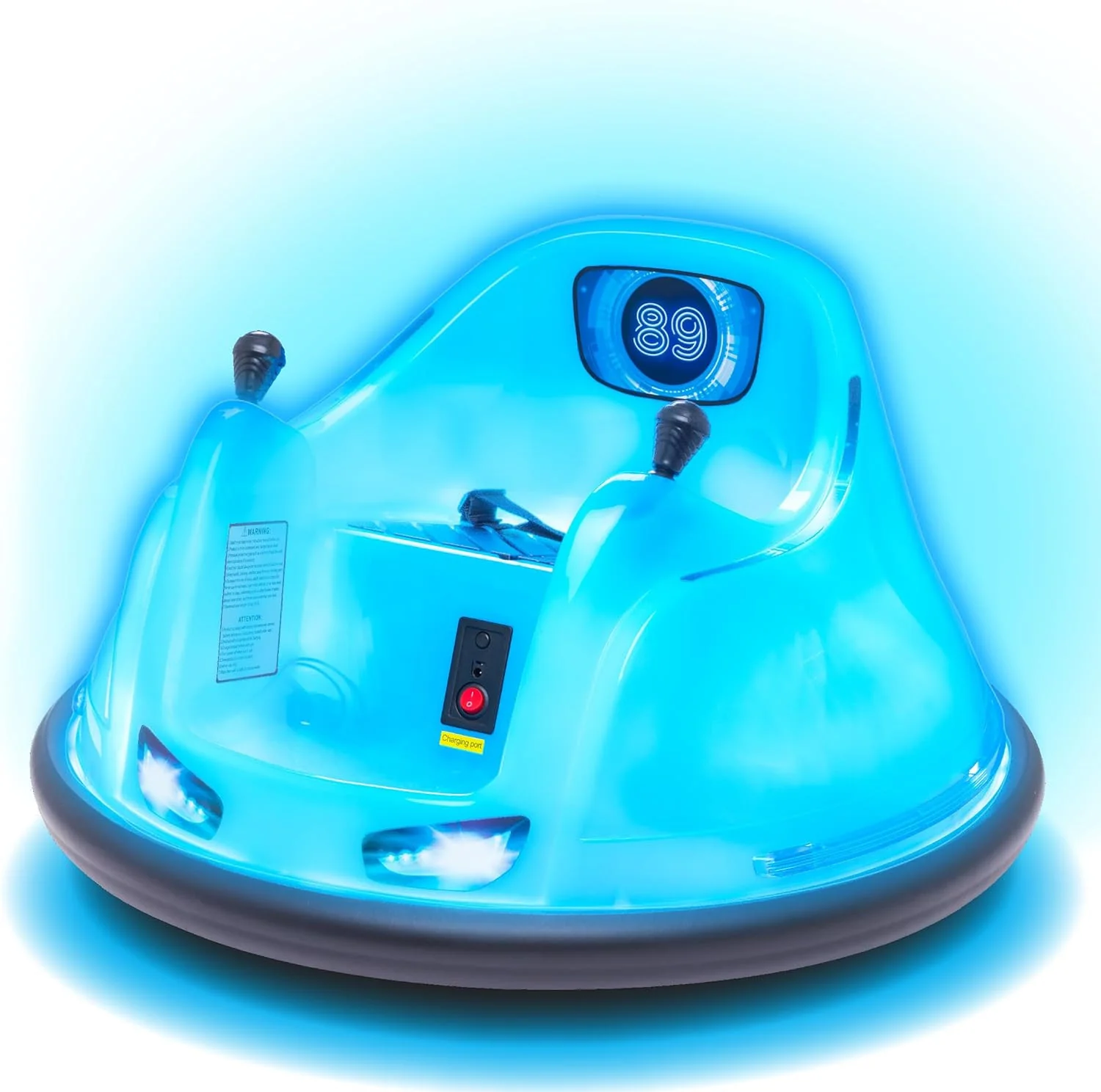 6V Blue Glow LED Rechargeable Kids Ride-On Bumper Car with 360° Spin - Image 10