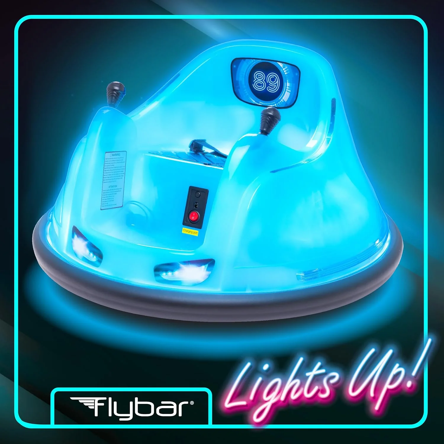 6V Blue LED Ride-On Bumper Car for Kids with Glow Effect, 360° Spin, and Rechargeable Battery - Image 3