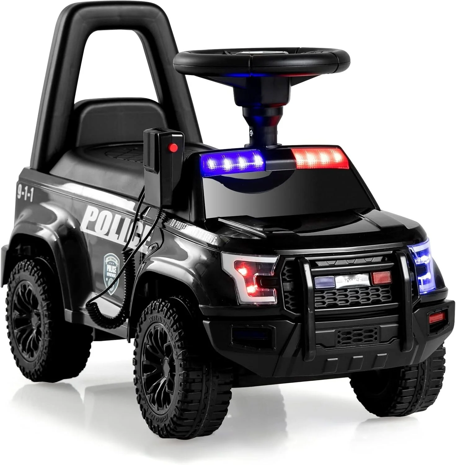Carro eléctrico montable 6V con megáfono y sonido de sirena para niños de 2 a 4 años - Image 10