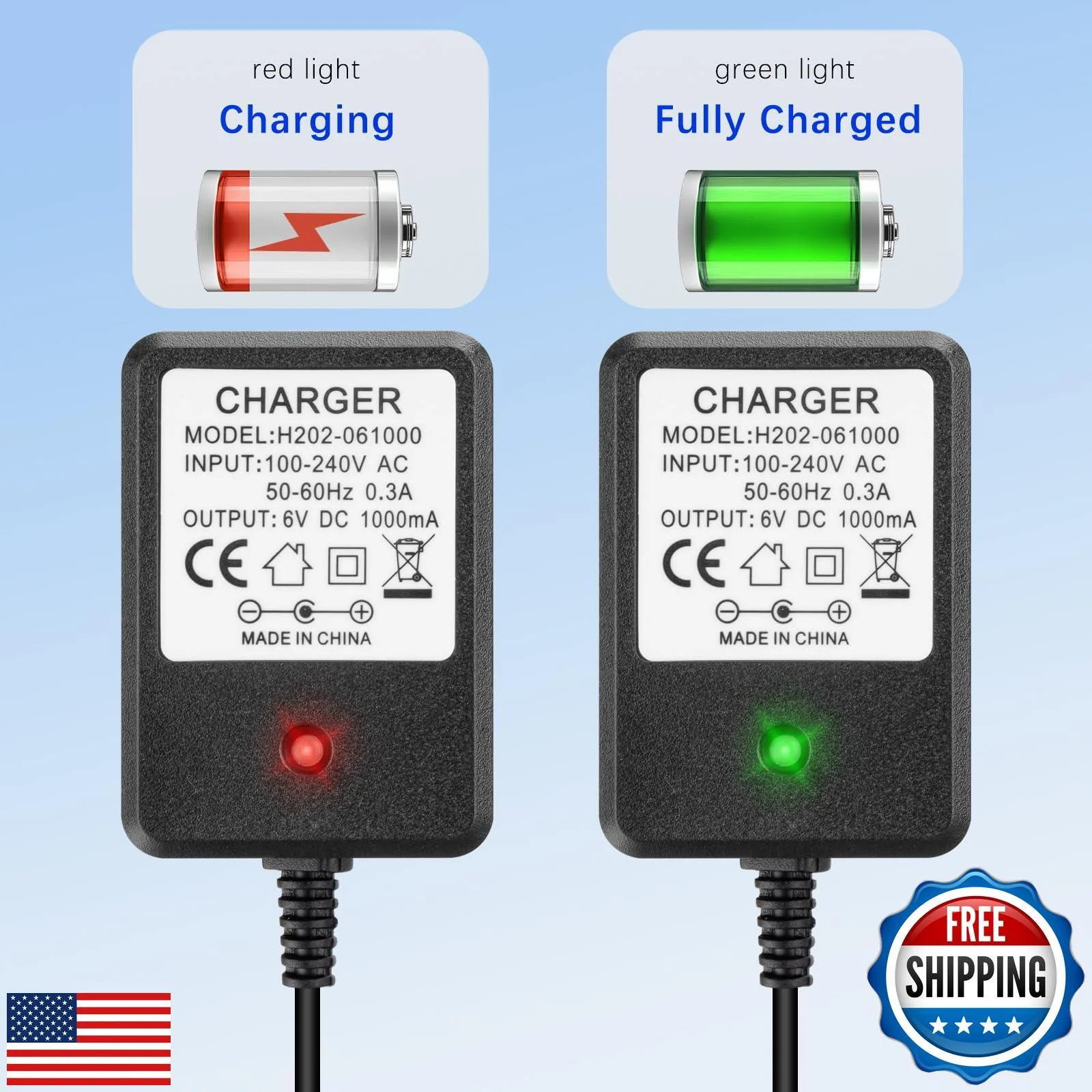 6V Battery Charger for Kids Ride-On Cars and Toys Compatible with Flybar Bumper - Image 2