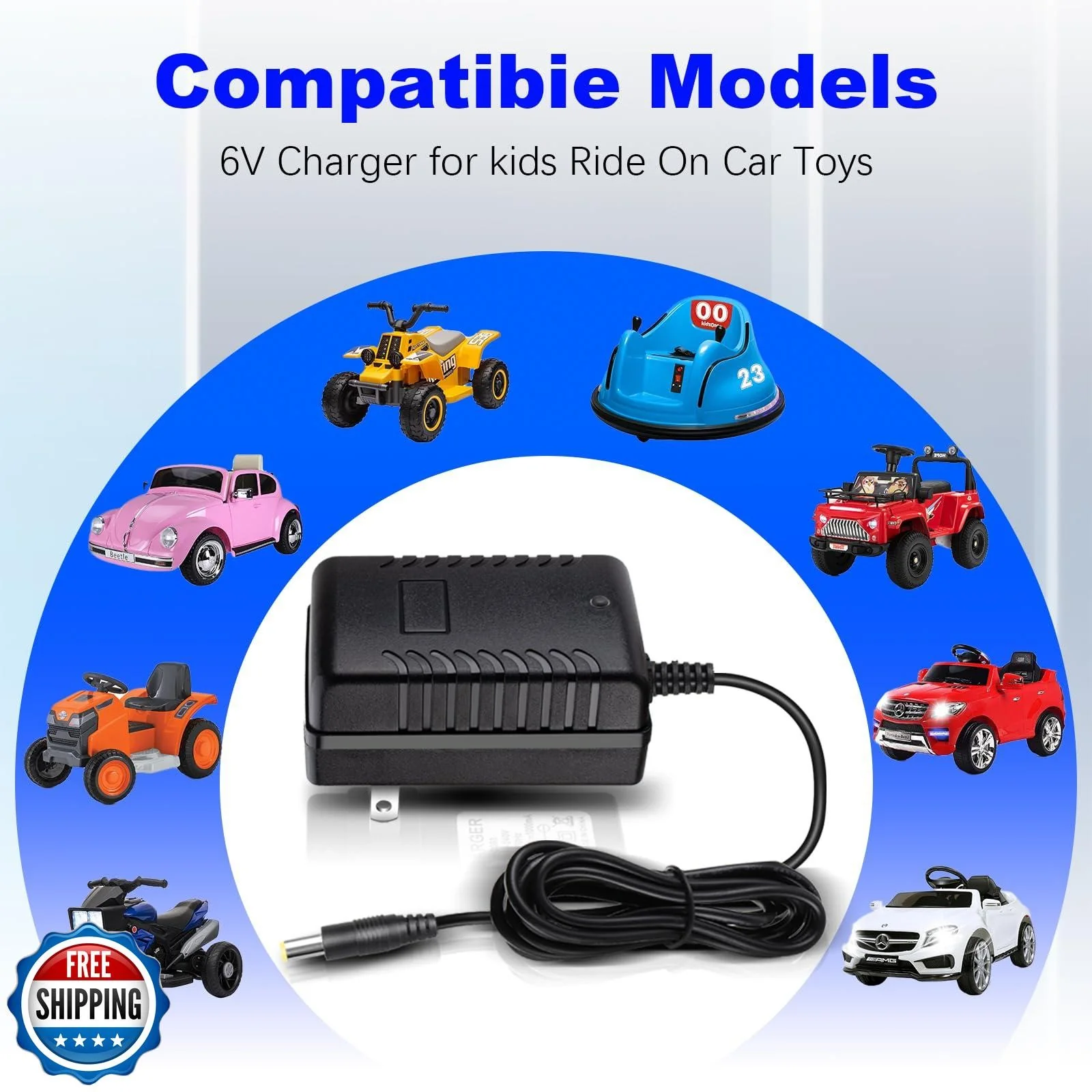 6V Battery Charger for Kids Ride-On Toys Compatible with Flybar Bumper Car - Image 3