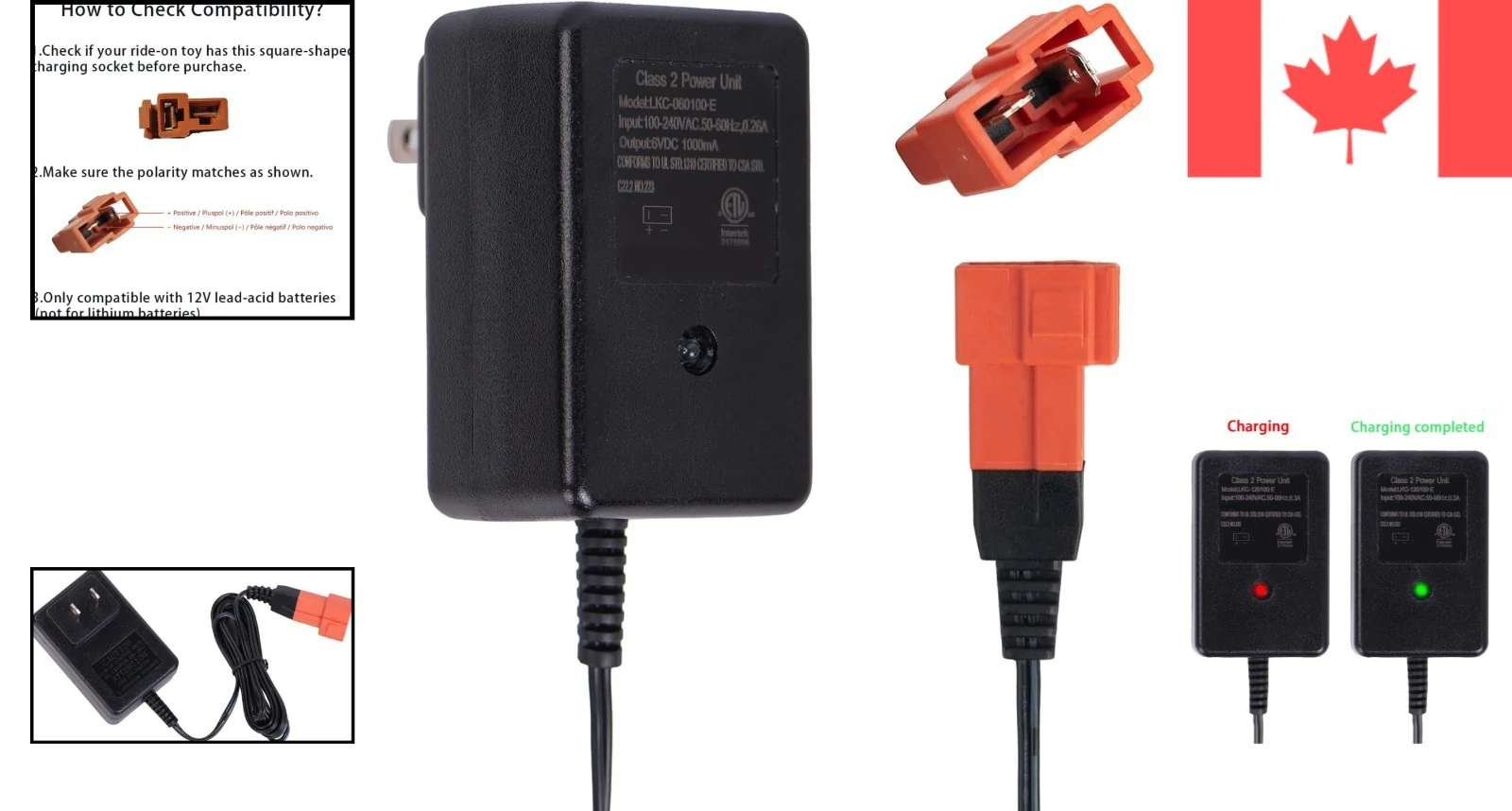 6V Power Adapter for Children's Ride-On Toys - Certified Charger with Square Connector - Image 2