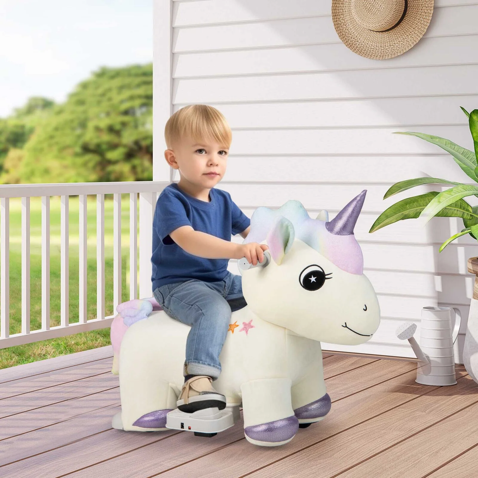 6V Electric Unicorn Ride-On Toy for Kids with Music and Handlebars - Image 2