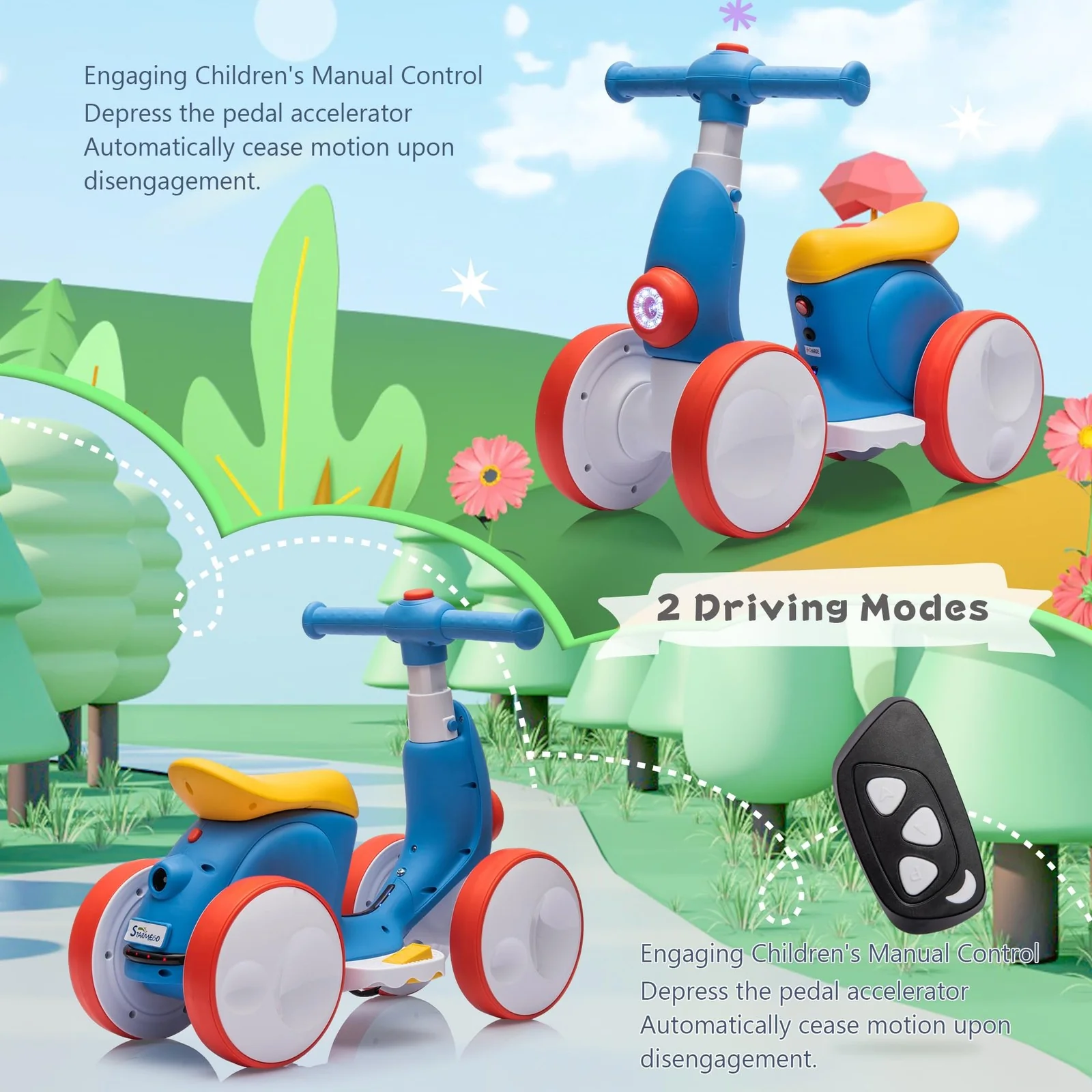 6V Electric Toddler Balance Bike with Bubble Machine 4-in-1 Multi-Function Ride-On Toy - Image 3