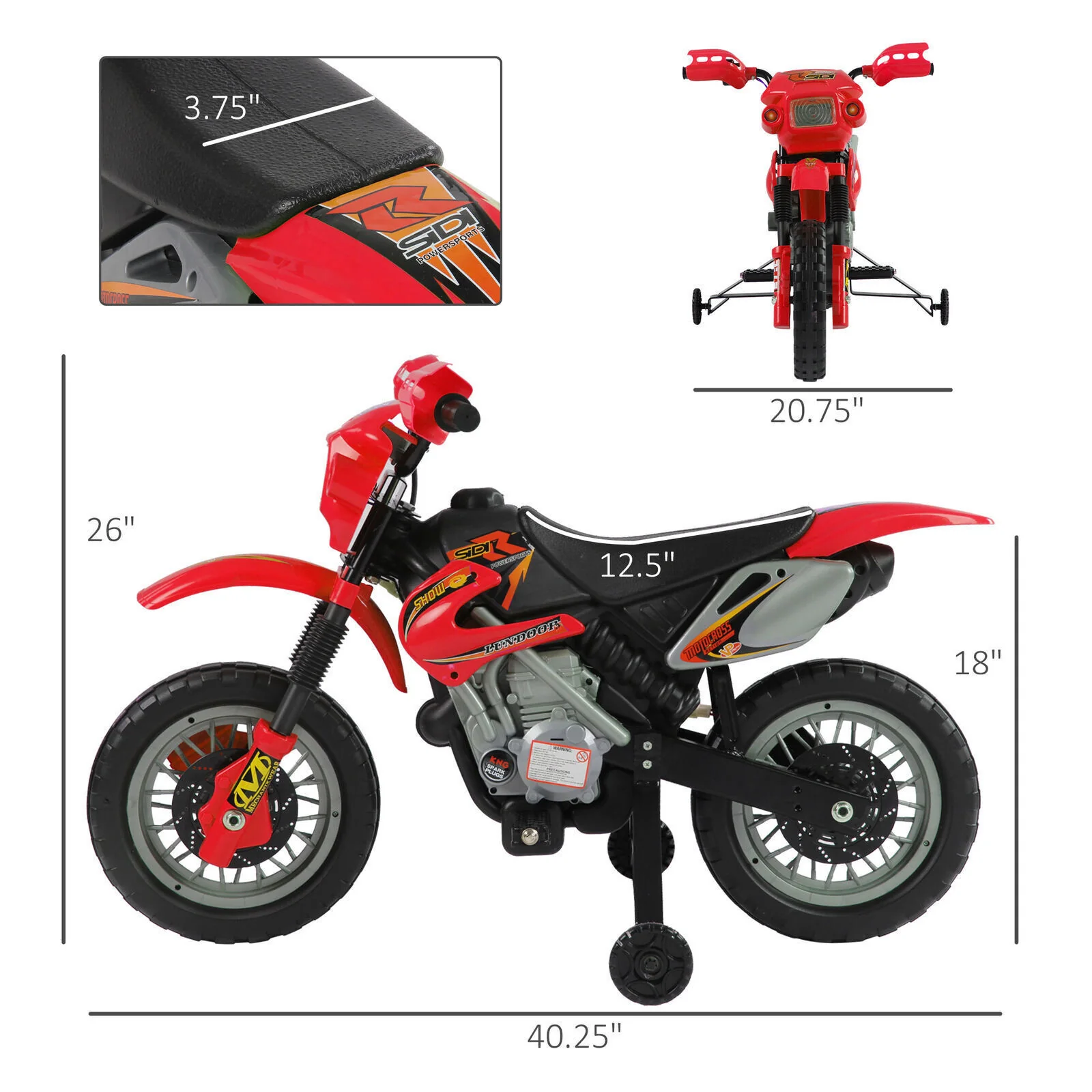 6V Electric Dirt Bike Battery Motorcycle Toy for Kids with Training Wheels - Image 2