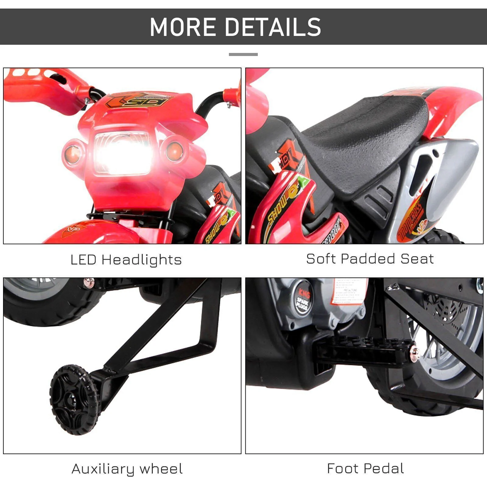 6V Electric Dirt Bike Battery Motorcycle Toy for Kids with Training Wheels - Image 8
