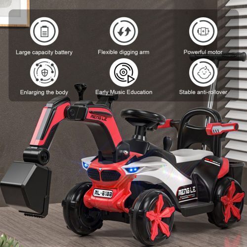 6v Electric Excavator Toy Car with Bluetooth and Rear Reserve Box for Kids - Image 8