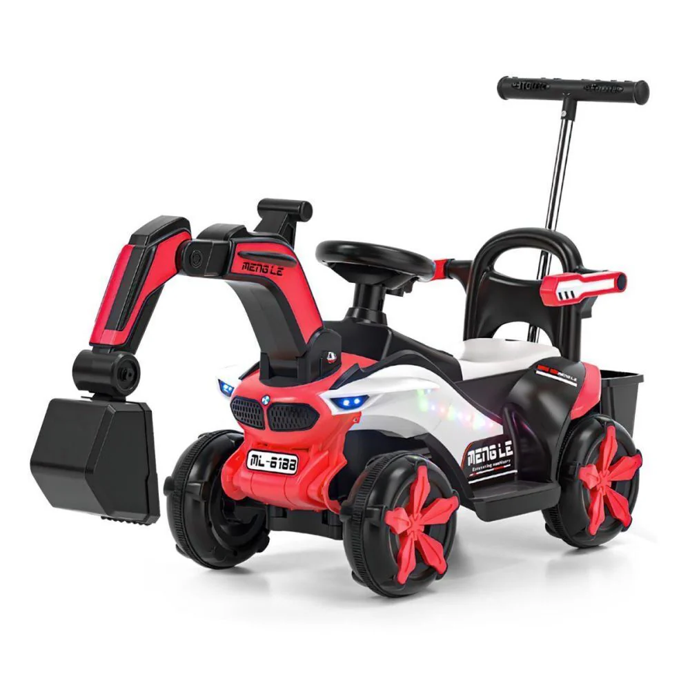 6v Electric Excavator Toy Car with Bluetooth, Helmet, and Rear Attachment for Kids - Image 10
