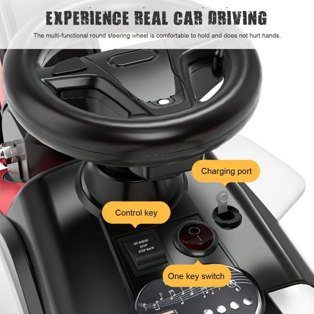 6v Electric Excavator Toy Car with Bluetooth, Helmet, and Rear Attachment for Kids - Image 5