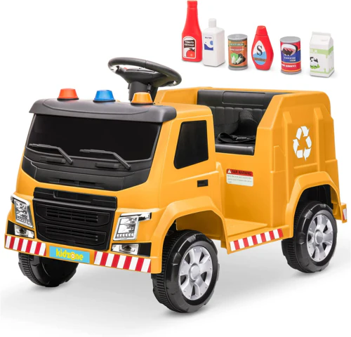 6V Electric Garbage Truck Ride-On Toy with LED Lights for Toddlers