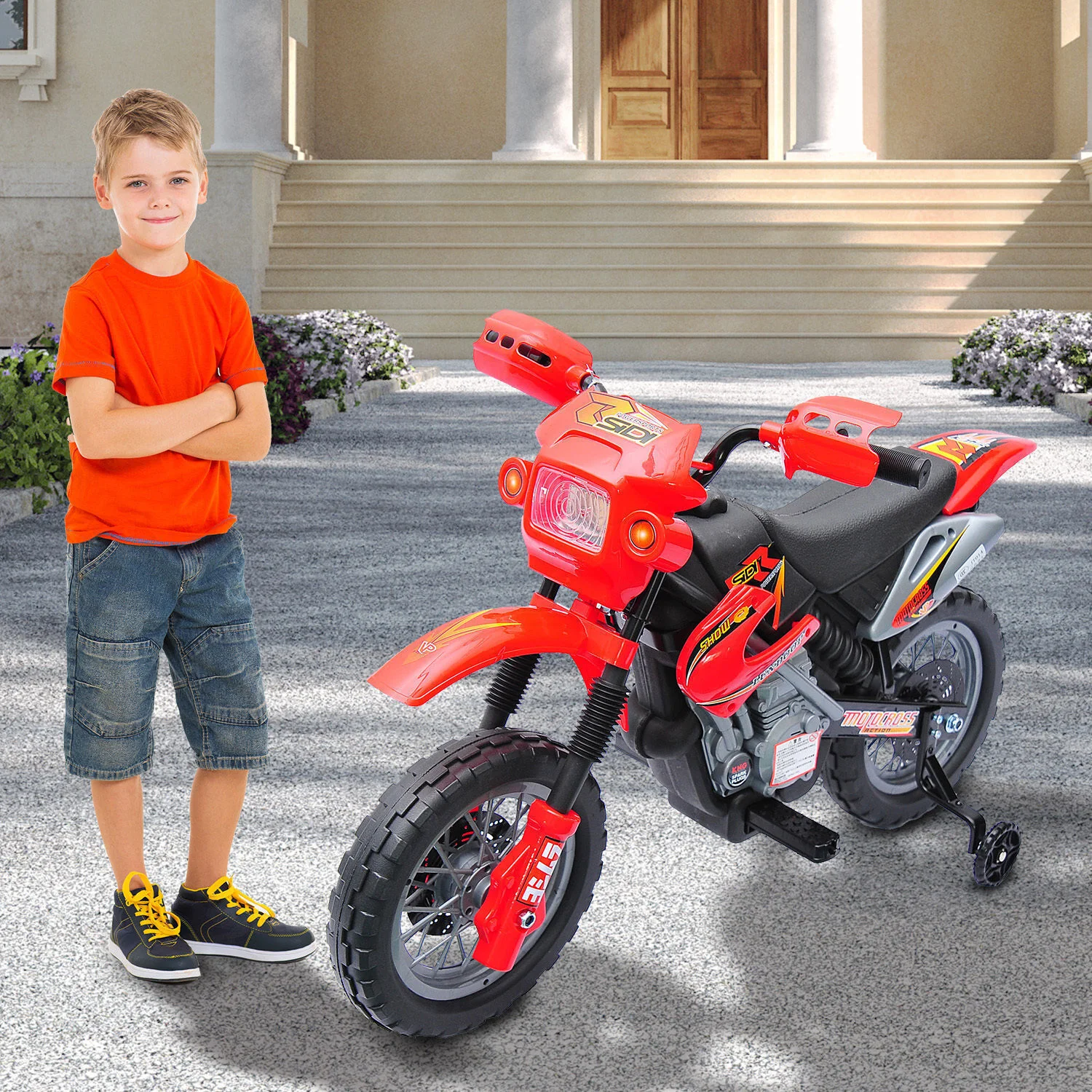 6V Electric Kids Ride-On Dirt Bike Motorcycle Toy with Battery and Training Wheels