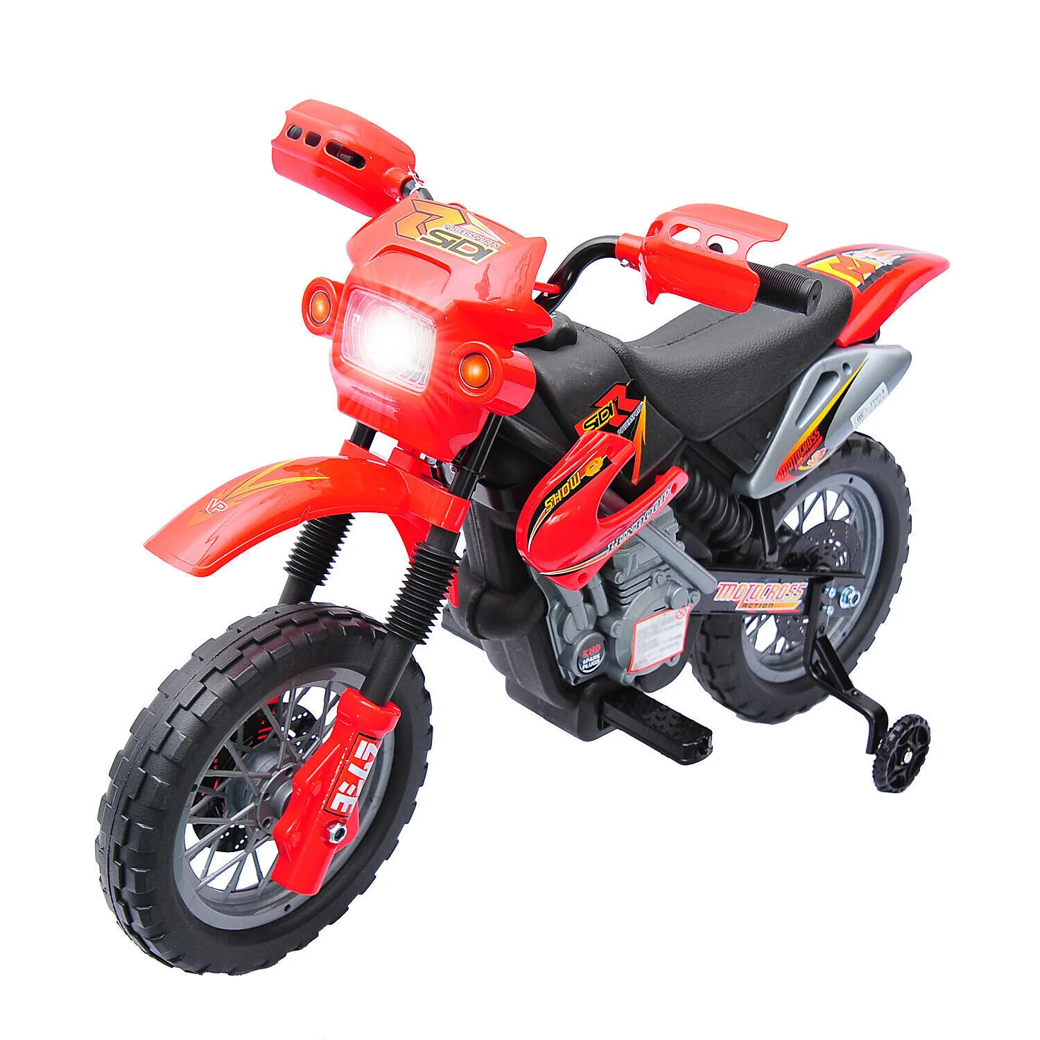 6V Electric Kids Ride-On Dirt Bike Motorcycle Toy with Battery and Training Wheels - Image 3