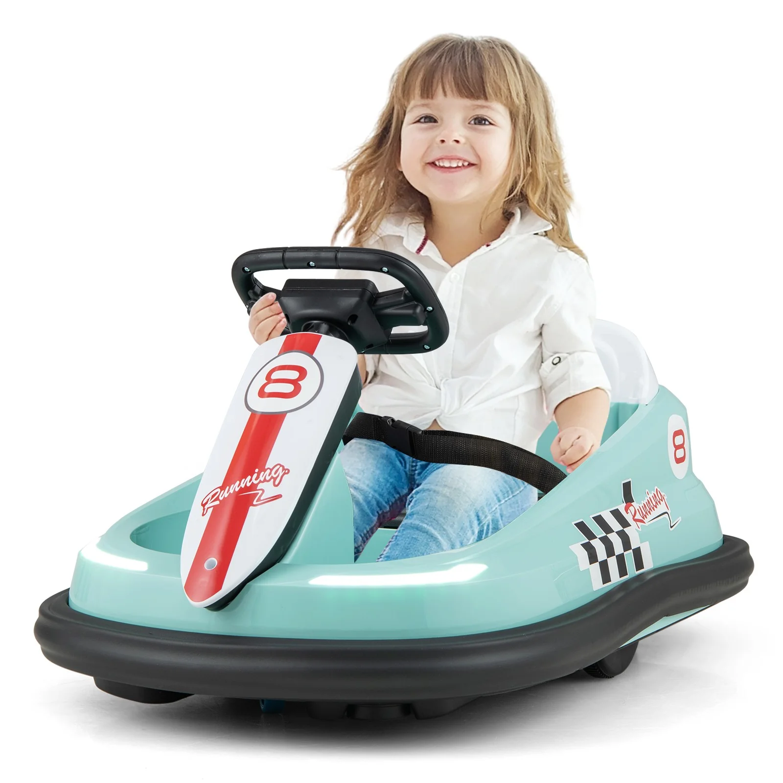 6V Electric Kids Ride-On Bumper Car with 360-Degree Spinning, Dual Motors, 2 Speeds, Green